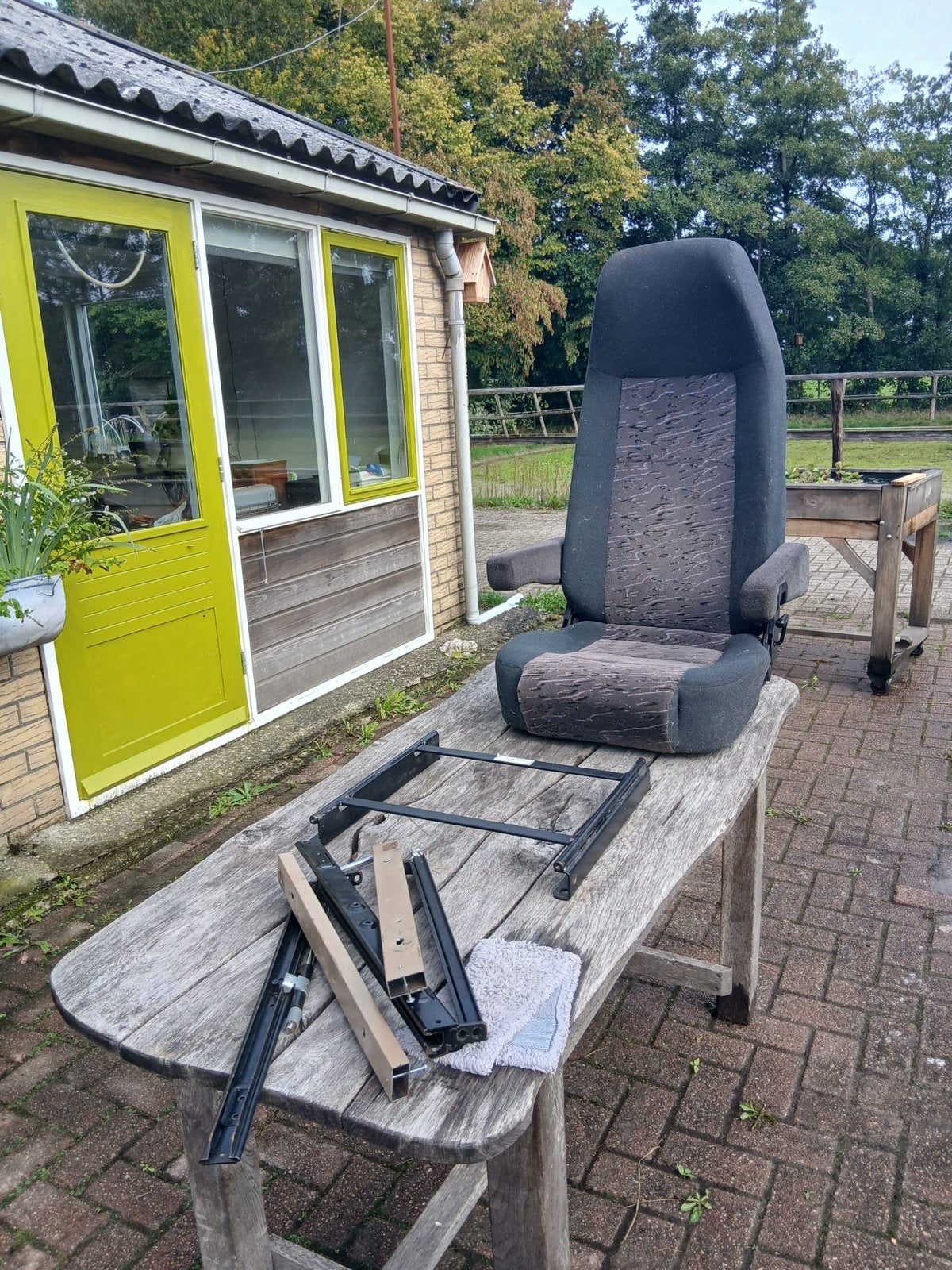 Comfortabele camperstoel met armleuningen, Ophalen, Gebruikt