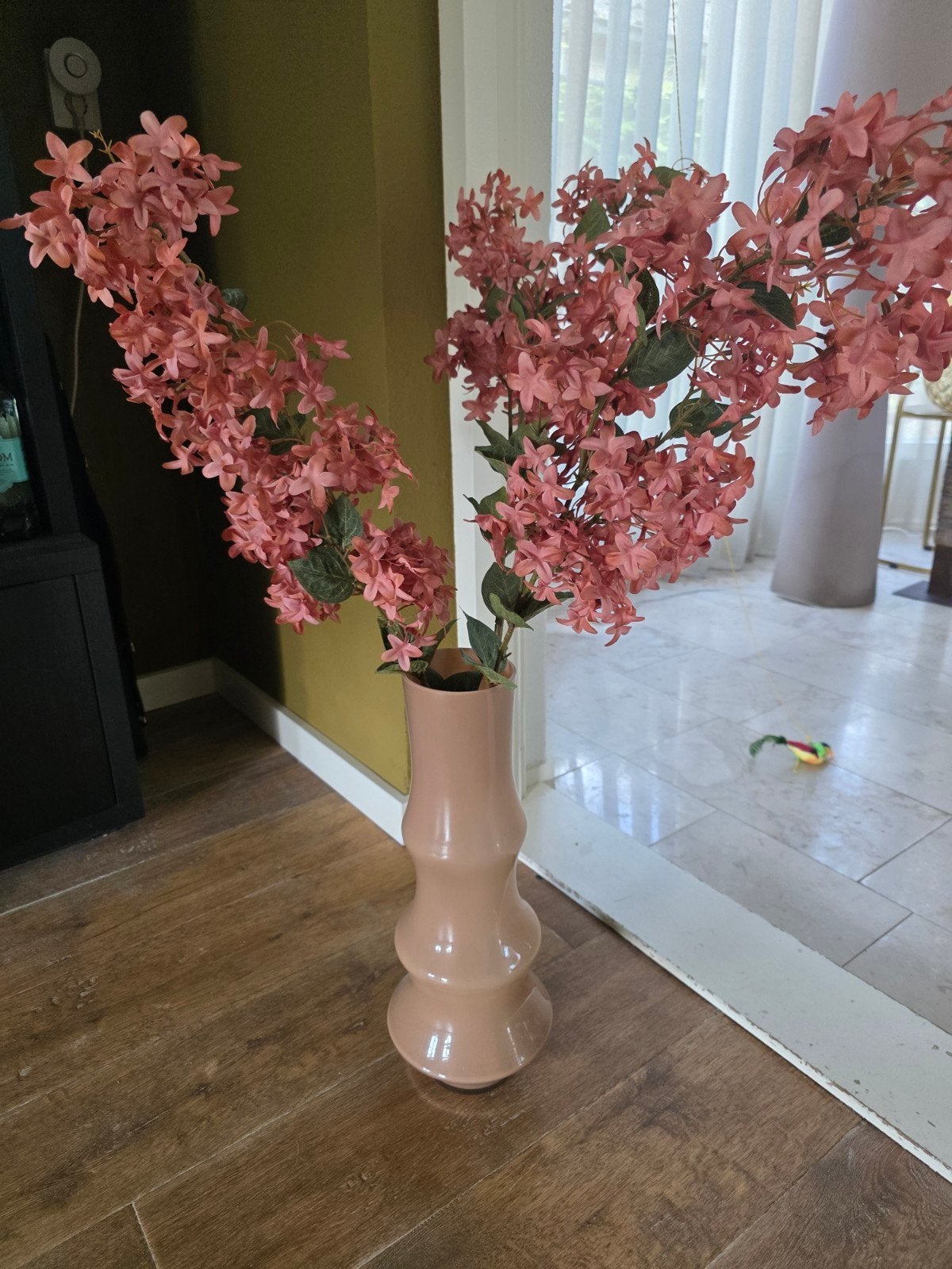 vaas met zijden kunstbloemen, Ophalen, Nieuw