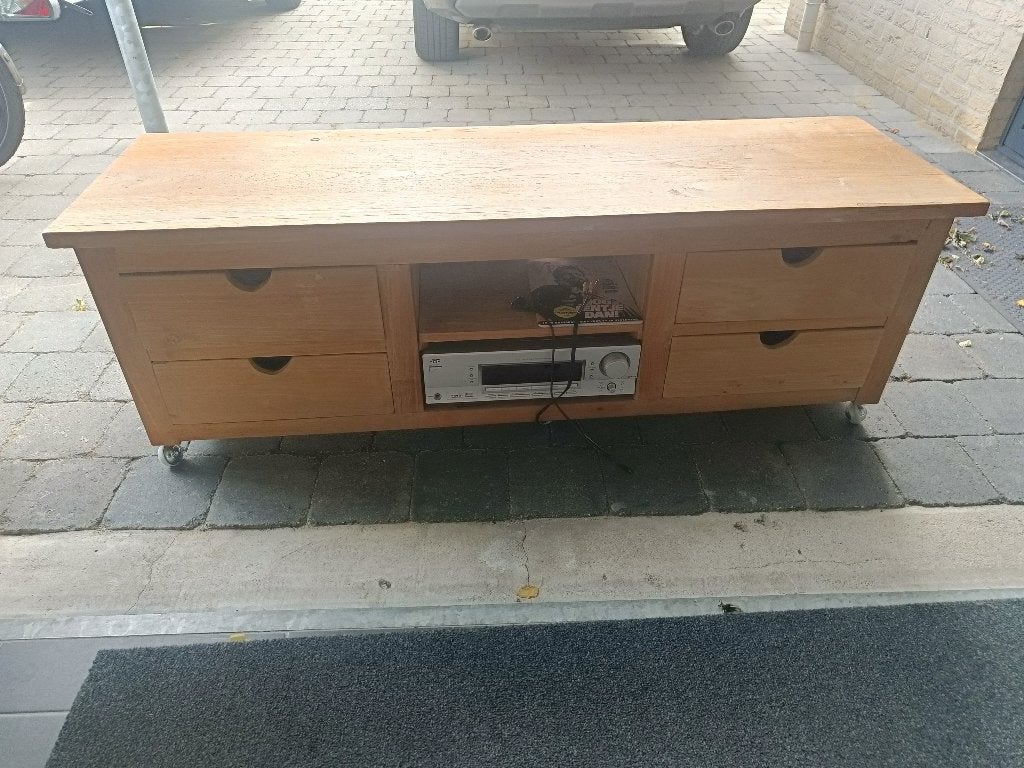 tv meubel, Ophalen, Gebruikt, 150 tot 200 cm, Teakhout