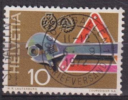 Zwitserland 1972 Auto Organisatie 75 jaar Gereedschap, Verzenden, Gestempeld, Overige thema's