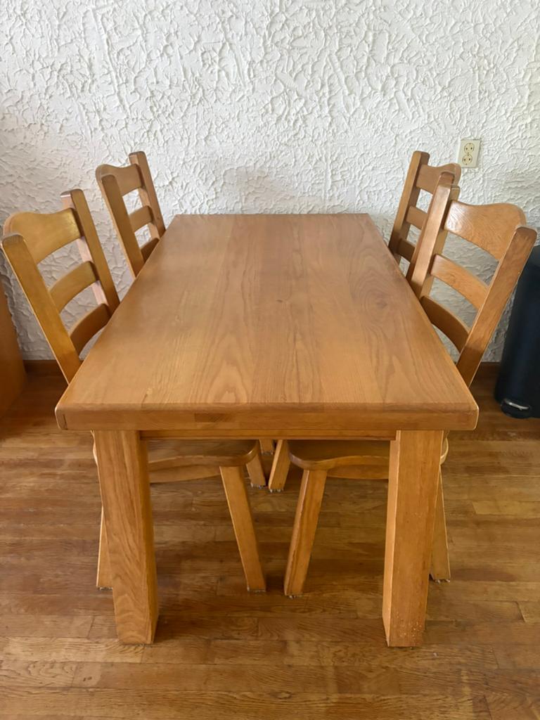 Eetkamerset met tafel, 4 stoelen en salontafel, Huis en Inrichting, Tafels | Eettafels, Ophalen, Gebruikt, 100 tot 150 cm, 50 tot 100 cm