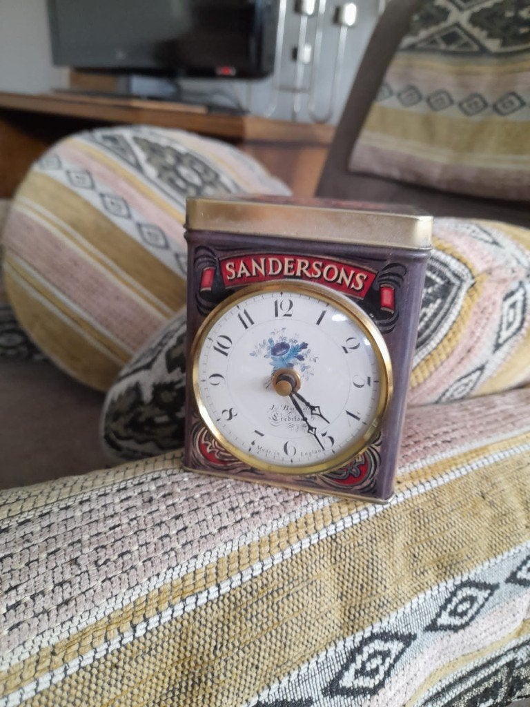 Sandersons Tea tin clock / theeblik klok, Ophalen, Overige
