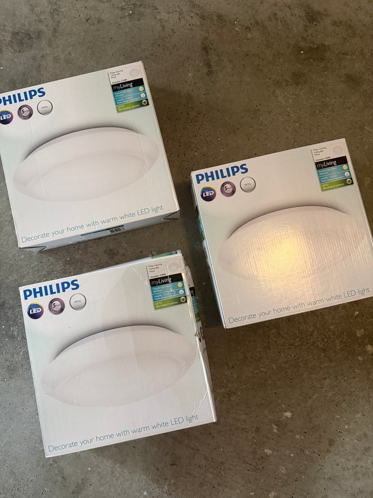 3 Philips myLiving Cinnabar LED plafondlampen, Ophalen of Verzenden, Nieuw, Kunststof
