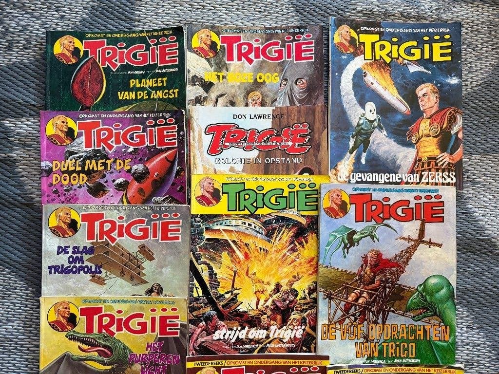 Trigie stripboeken, Gelezen, Ophalen of Verzenden, Don Lawrence, Meerdere stripboeken