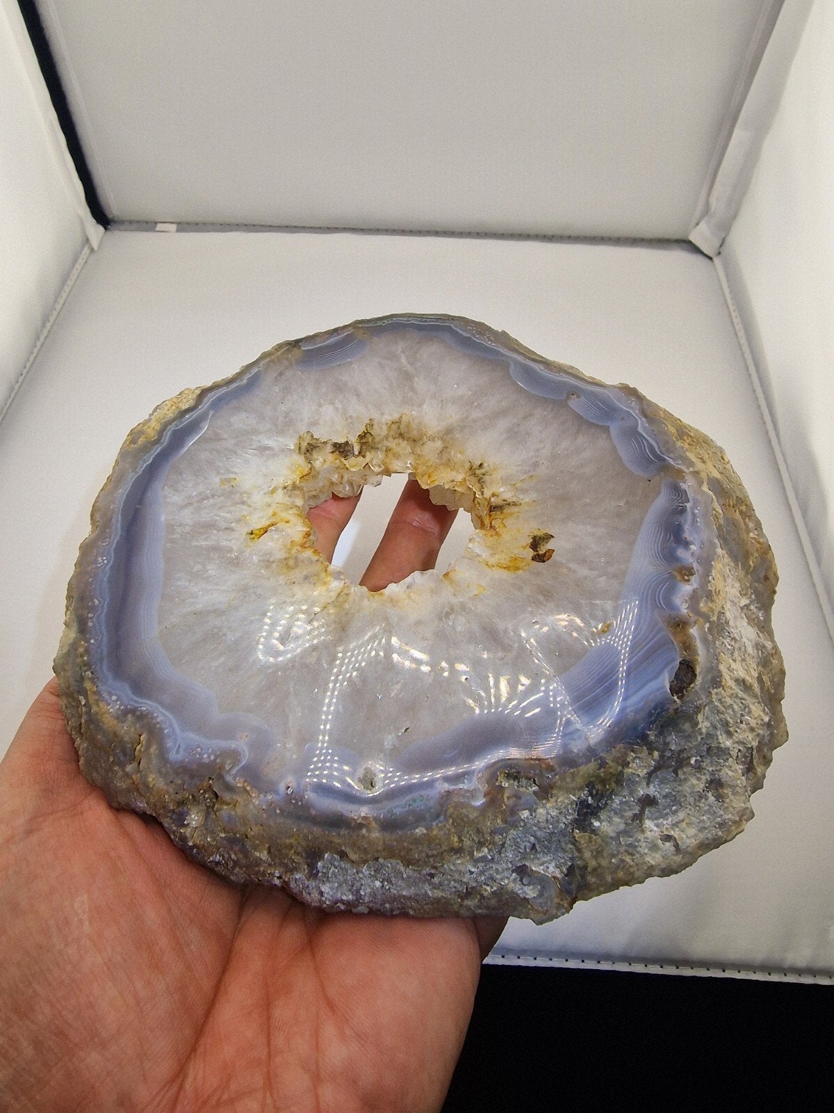 Gepolijste Amethist Agaat Geode - Woondecoratie cm414, Ophalen of Verzenden