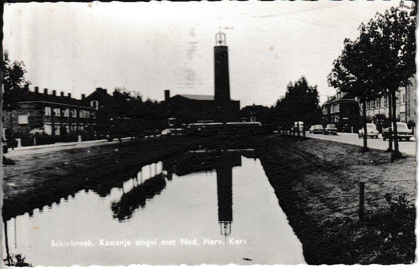 SCHIEBROEK-ROTTERDAM 1960 - KASTANJE SINGEL / NED.HERV. KERK, Verzamelen, Ophalen of Verzenden, 1940 tot 1960, Gelopen, Zuid-Holland