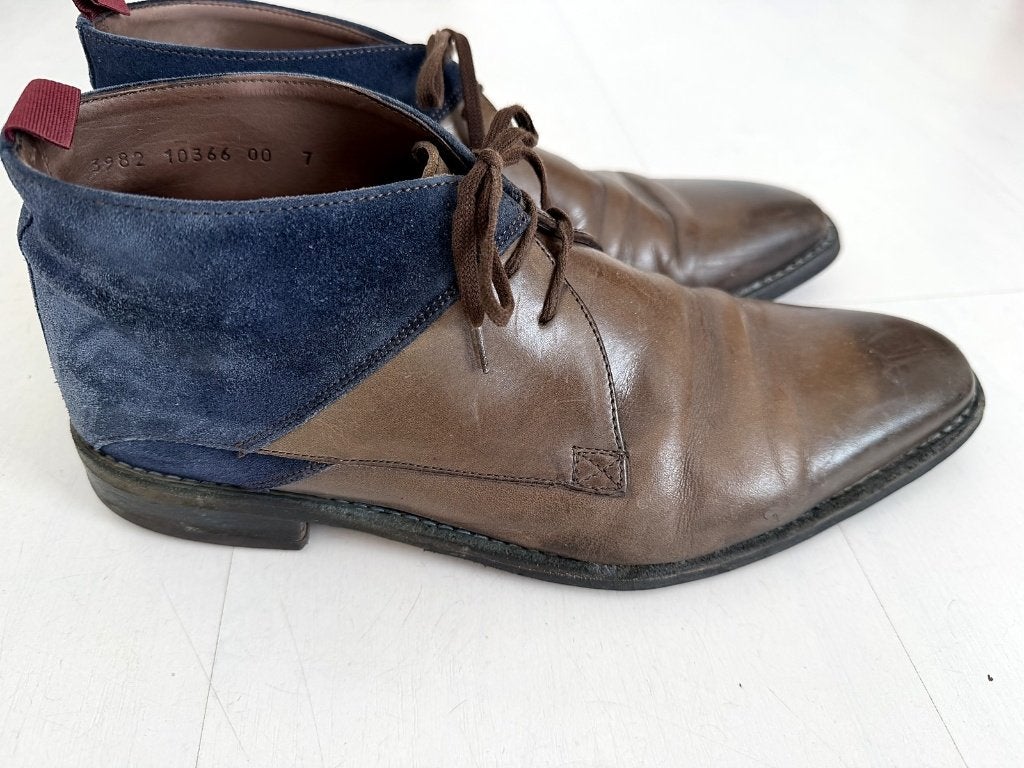 Floris van Bommel chukka boots bruin/blauw suède, maat 41, Bruin, Verzenden, Boots, Floris van Bommel