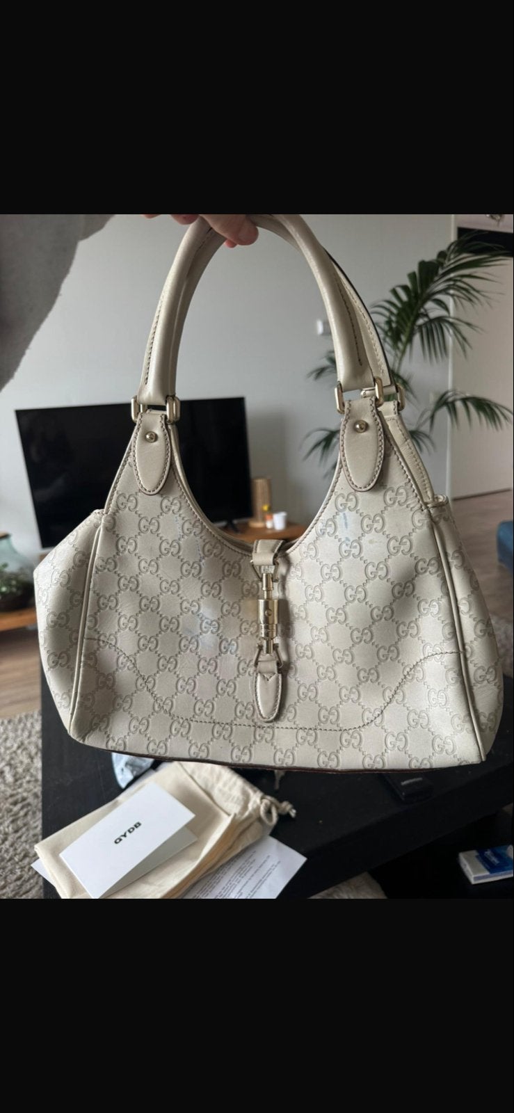 Gucci Jackie Soft Tote Bag - Beige Leer, Ophalen of Verzenden, Gebruikt, Beige, Handtas