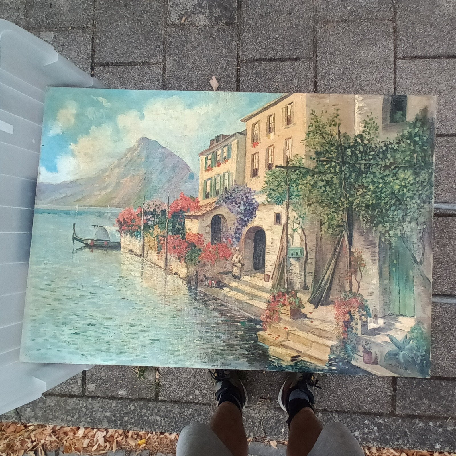 Schilderij met Italiaans landschap en water, Ophalen