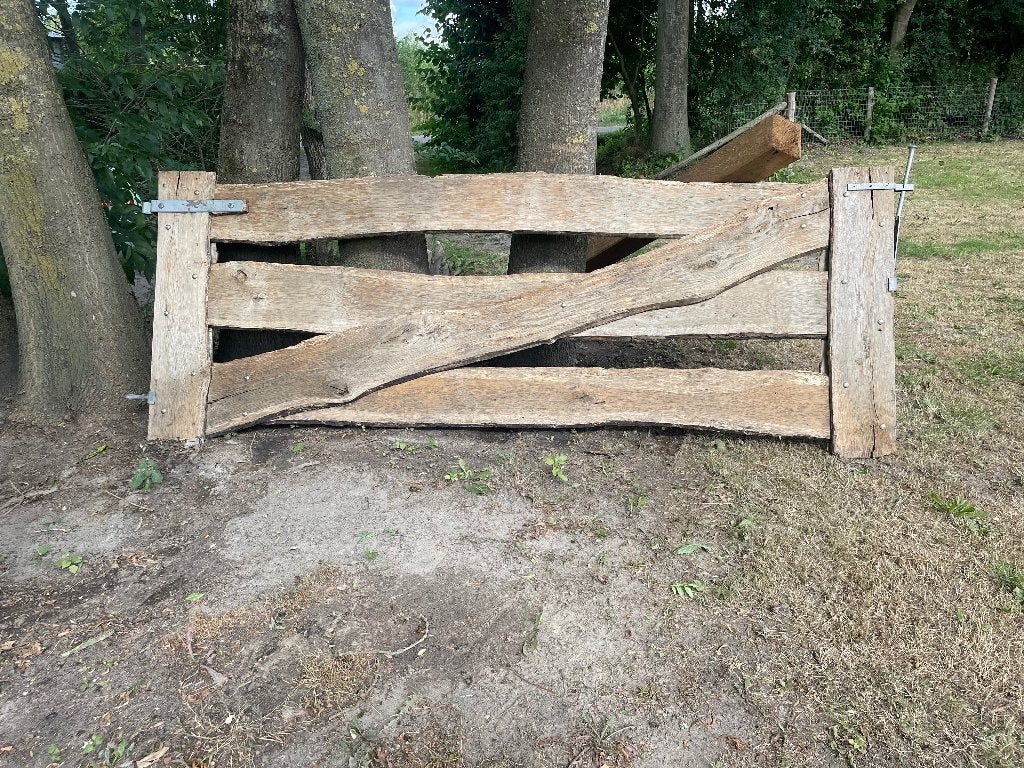 Eikenhouten schaaldelen hekwerk. 340 breed, Ophalen, Gebruikt, 250 cm of meer, Planken