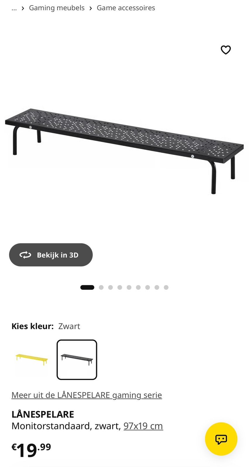 IKEA Utespelare Monitorstandaard Zwart - Gaming Bureau Acces, Ophalen, Metaal, Nieuw, IKEA