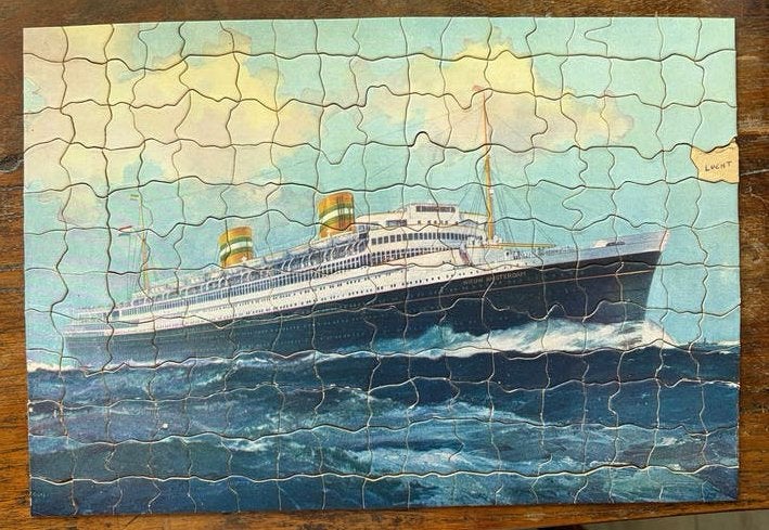 Vintage Legpuzzel 'Nieuw Amsterdam' uit 1937 - Compleet, Ophalen of Verzenden, Gebruikt