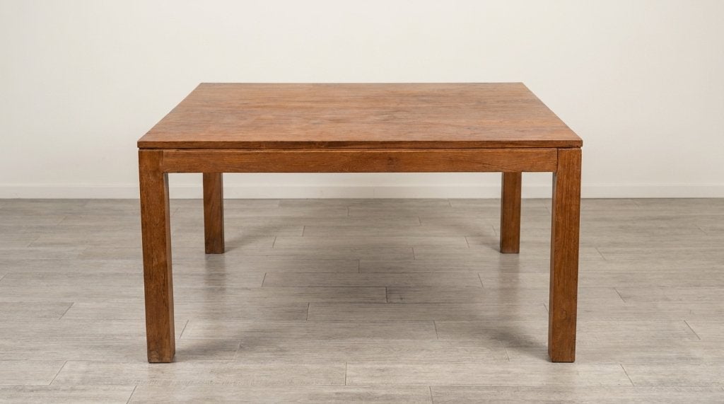Grote eettafel met 4 rotan stoelen als set, Huis en Inrichting, Ophalen, Gebruikt, 100 tot 150 cm, Vierkant