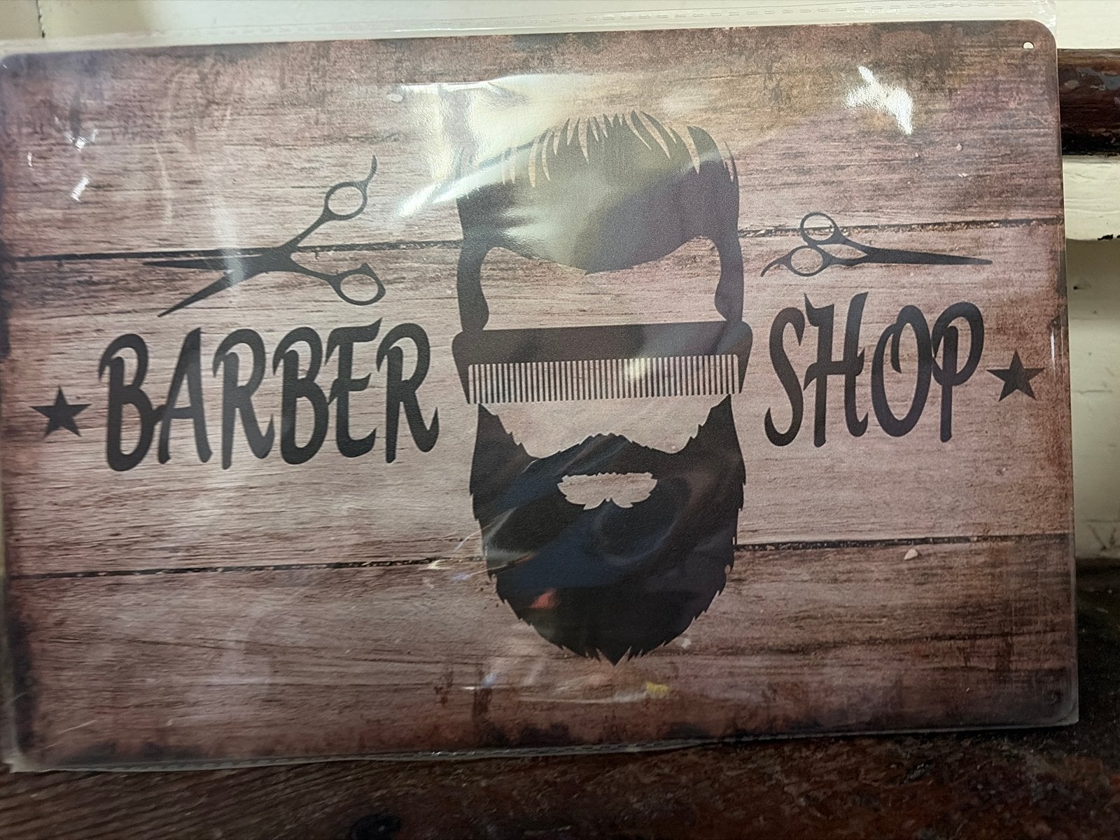 Barber Shop metalen wanddecoratie - Vintage look, Vintage, Meerkleurig, Nieuw, Ophalen of Verzenden