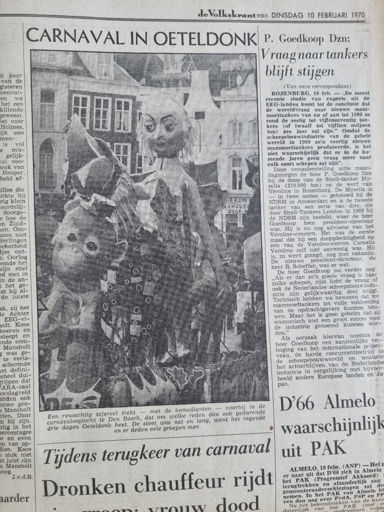 Carnaval in Oeteldonk (Den Bosch) 1970, Ophalen of Verzenden, 1960 tot 1980, Knipsel(s)