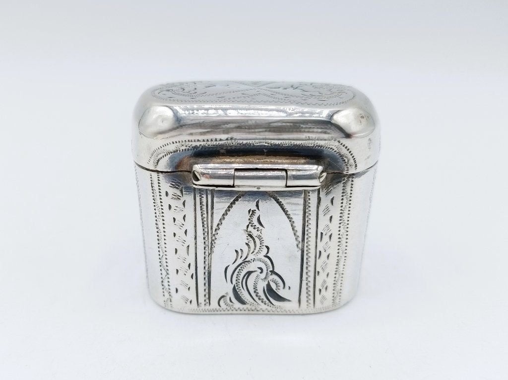 Zilveren lodereindoosje, Wed. v. Halteren, Schoonhoven, 1877, Antiek en Kunst, Verzenden, Zilver