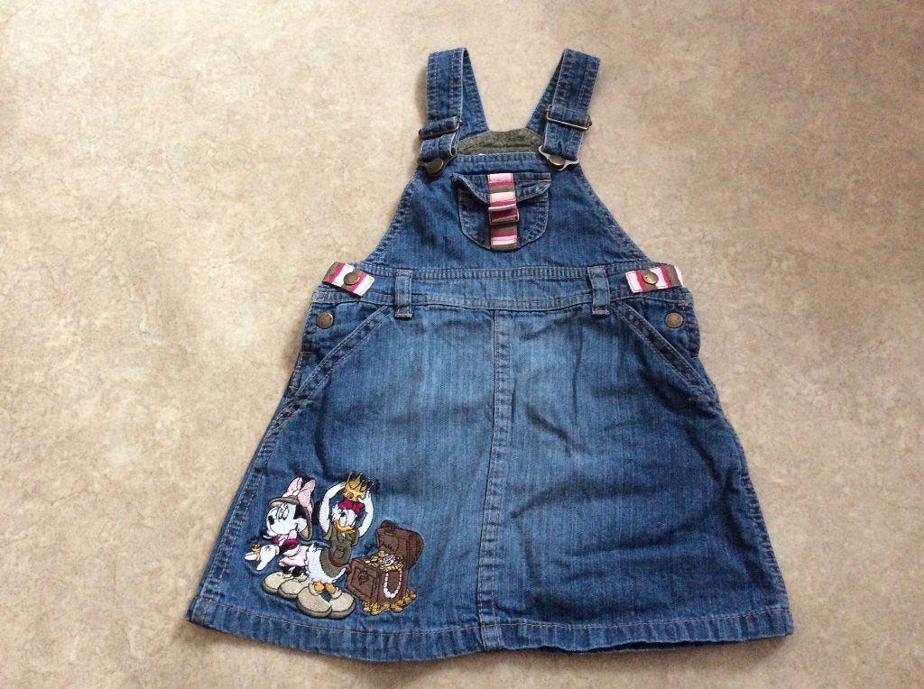 Kinder Denim salopettejurk H&M disney Minnie mouse maat 80, Gebruikt, Meisje, Jurkje of Rokje, H&M