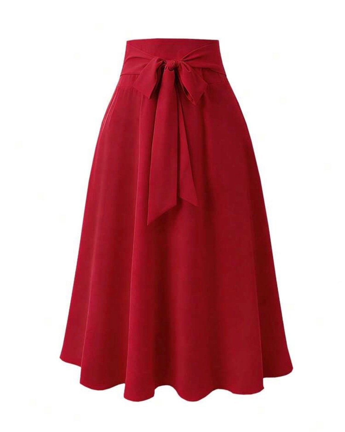 A-lijn rok met strikceintuur Rood  (44-52), Verzenden, Nieuw, Rood, Rok