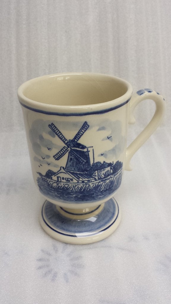 Delfts Blauwe BEKER met MOLEN <> NIEUW <> Souvenir HOLLAND, Nieuw, Delftsblauw, Aardewerk, Mok