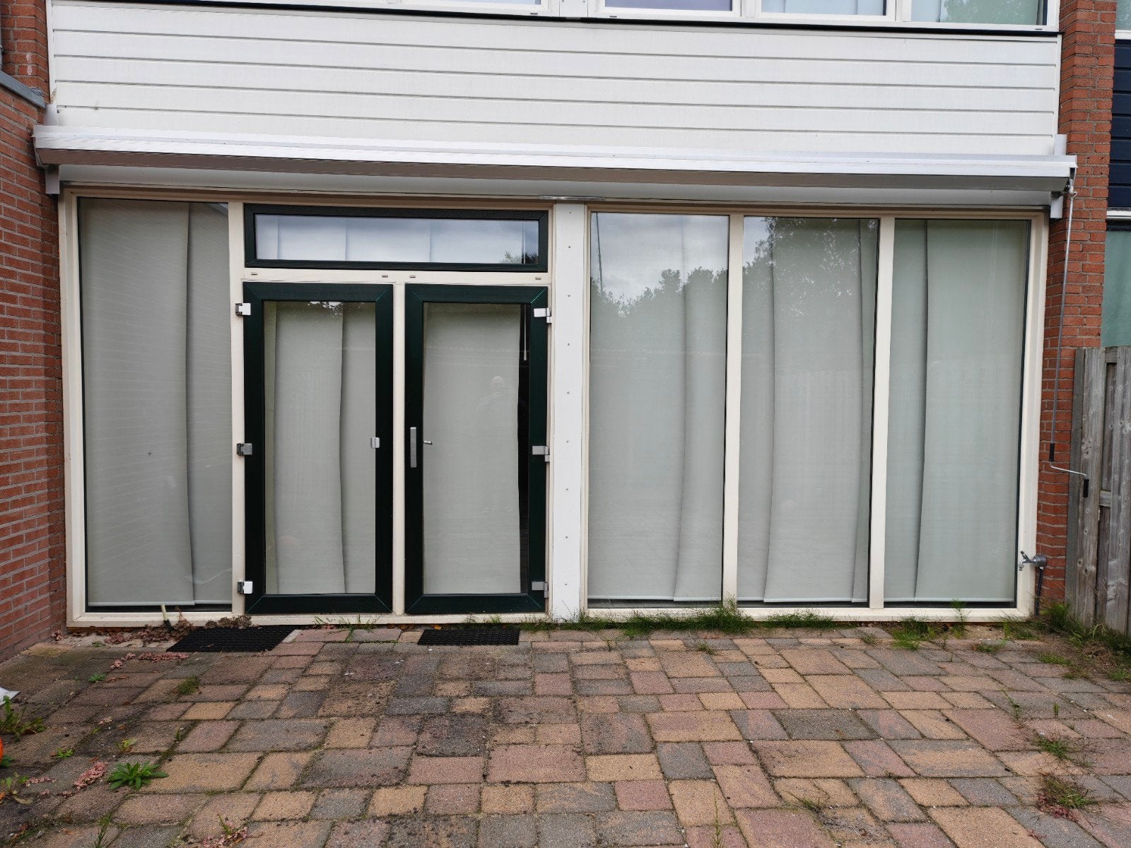 COMPLETE GLAZEN PUI 594x265 CM-DUBBELGLAS+DUBBELE DEUREN, Doe-het-zelf en Verbouw, Ophalen, Gevelraam of Ruit, Gebruikt, 160 cm of meer