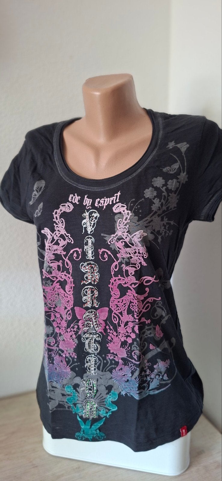 Zwart T-shirt met opdruk EDC by Esprit Maat XL/ past ook L., Zwart, Maat 46/48 (XL) of groter, Ophalen of Verzenden, Zo goed als nieuw