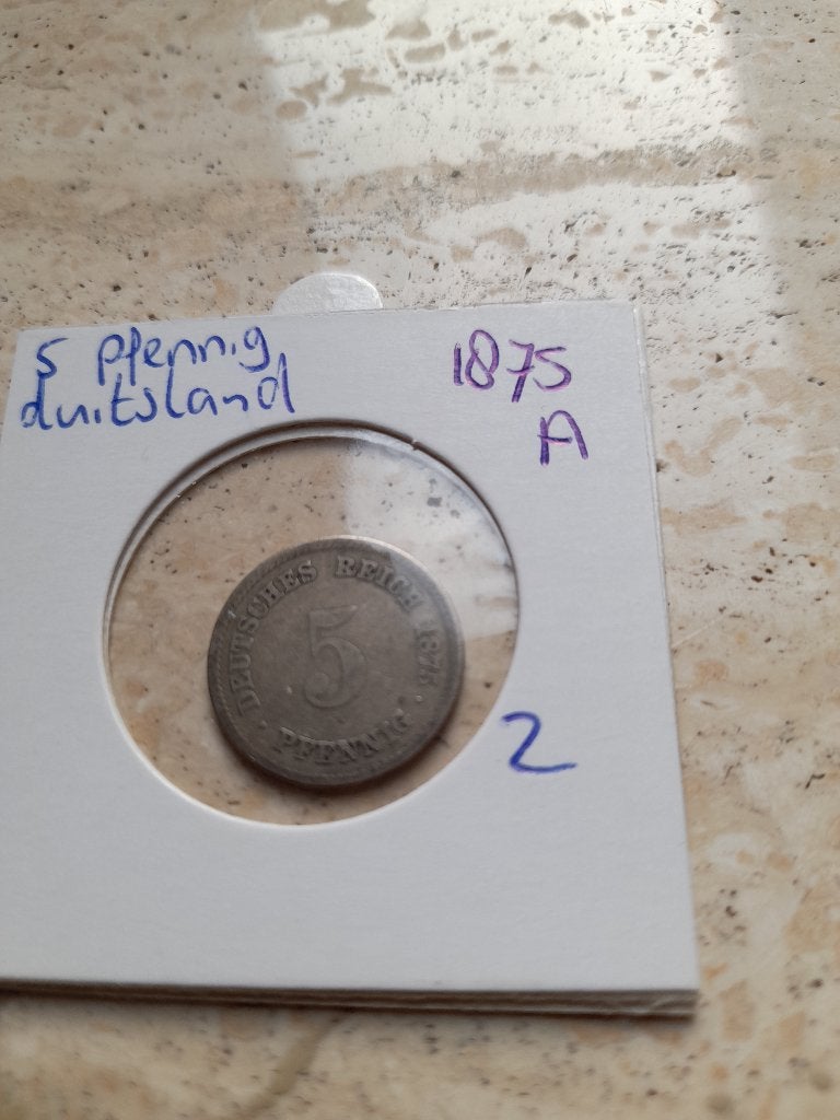 5 Pfennig 1875 A Duitsland (nr 2), Ophalen of Verzenden, Duitsland, Losse munt