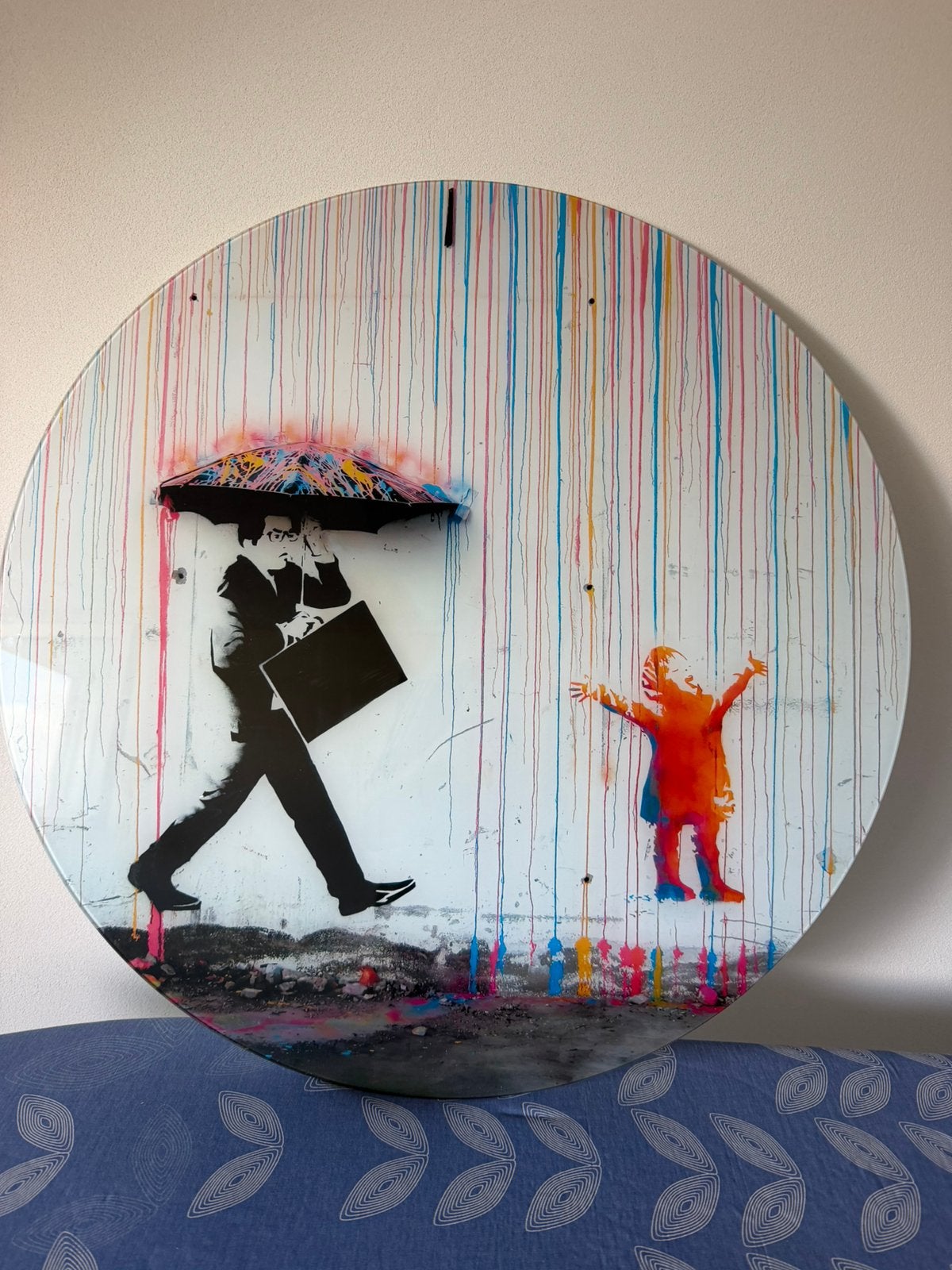 Wandcirkel Banksy - Coloured Rain 70cm, Ophalen of Verzenden