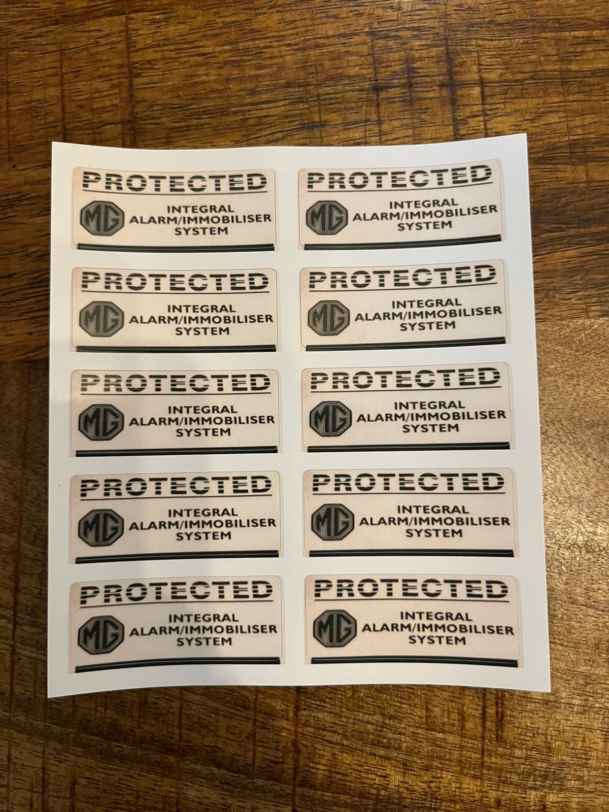 Mg F/TF alarm Protected stickers., Ophalen of Verzenden, Nieuw