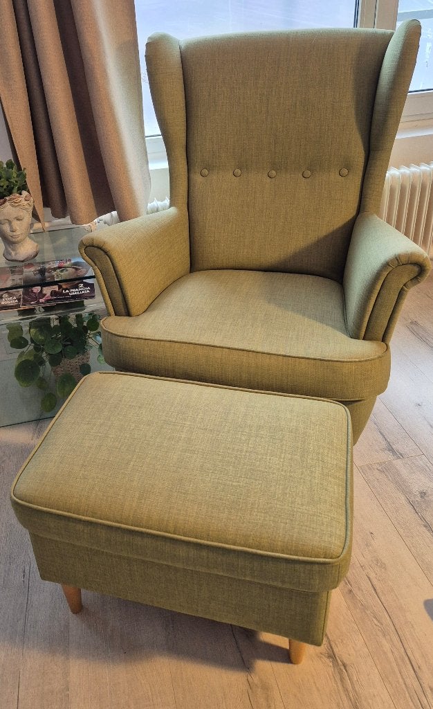 Armchair and footstool, Ophalen, Eenpersoons, 75 tot 100 cm, Zo goed als nieuw