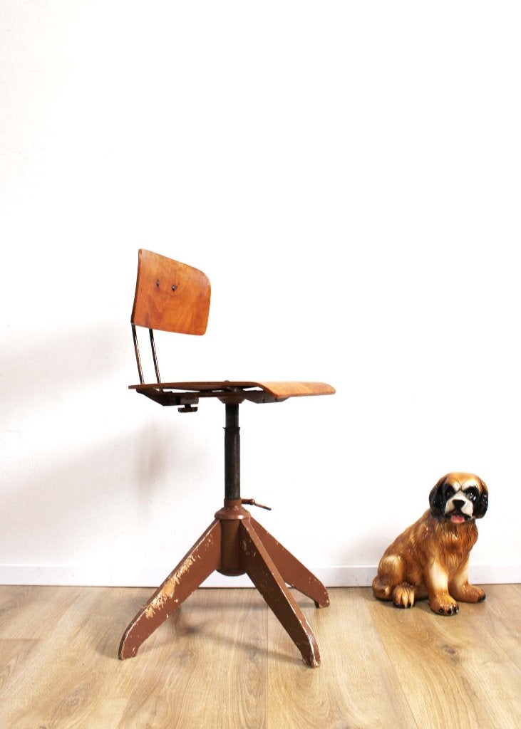 Vintage atelier / werkplaats stoel. Industriële tekenstoel., Huis en Inrichting, Ophalen, O, Bureaustoel, O