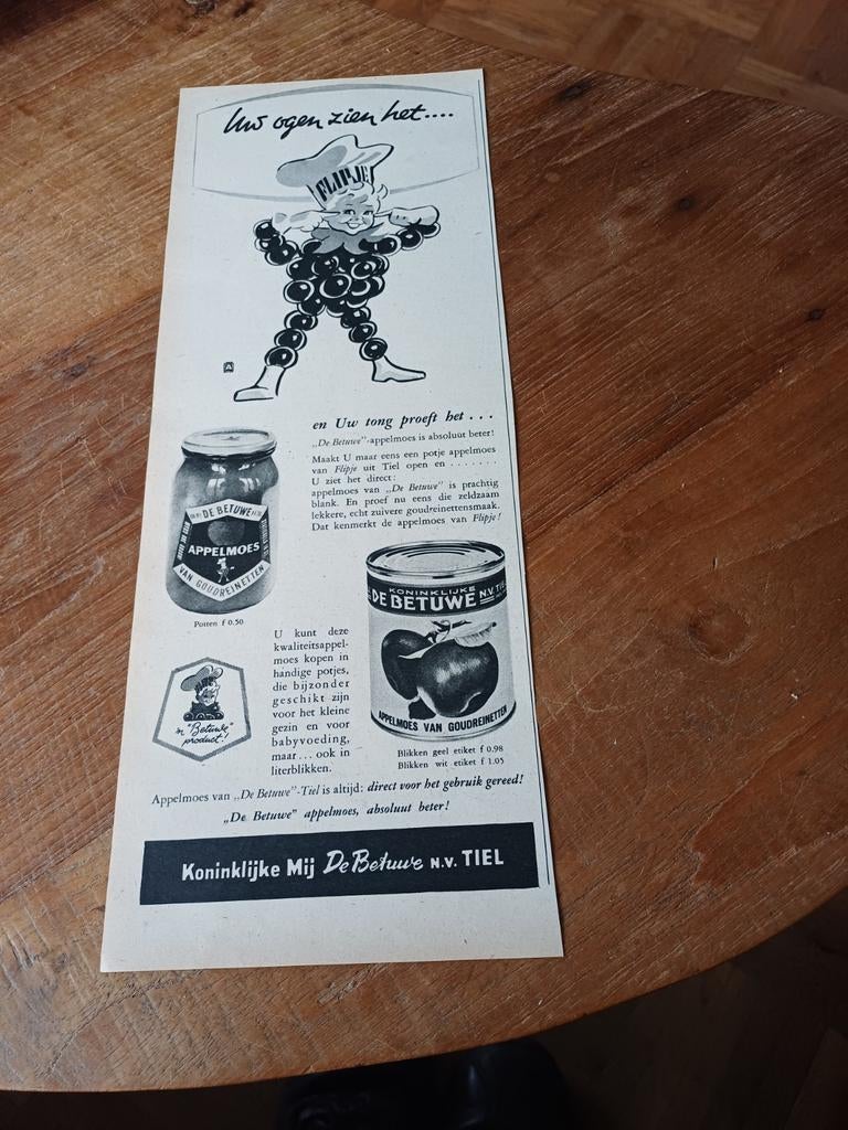 Advertentie van Koninklijke mij de Betuwe Tiel Flipje ogen, Ophalen of Verzenden, Zo goed als nieuw, Overige typen
