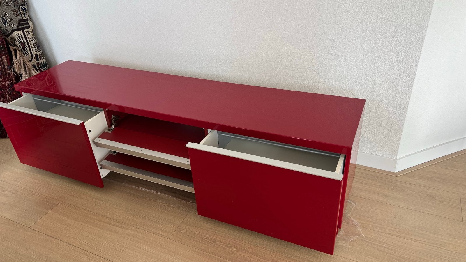 IKEA Glans TV-meubel met lades en open vakken, Ophalen, Overige materialen, Gebruikt, 200 cm of meer