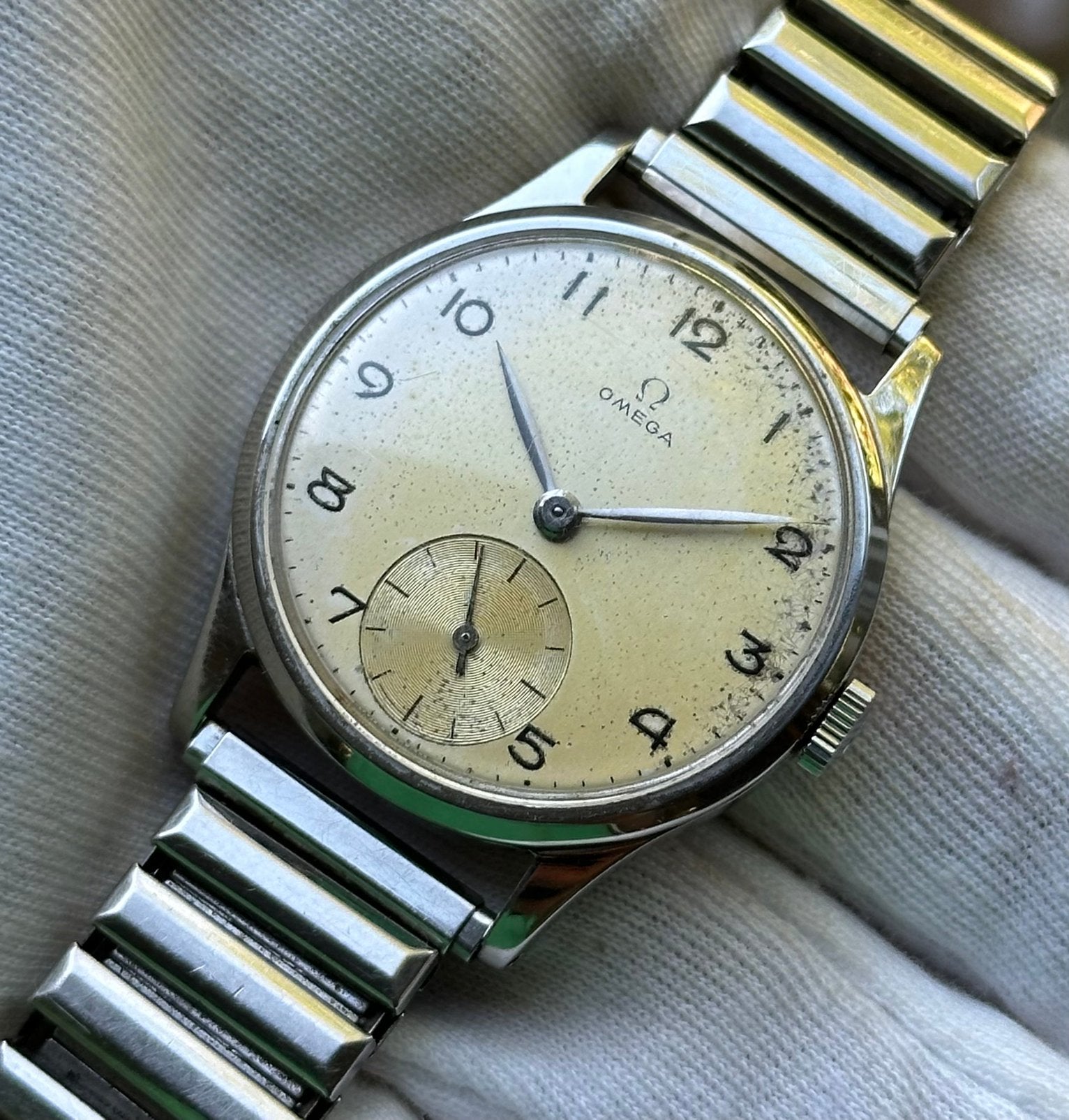 Omega horloge vintage, Staal, Met bandje, Polshorloge, 1930 tot 1960