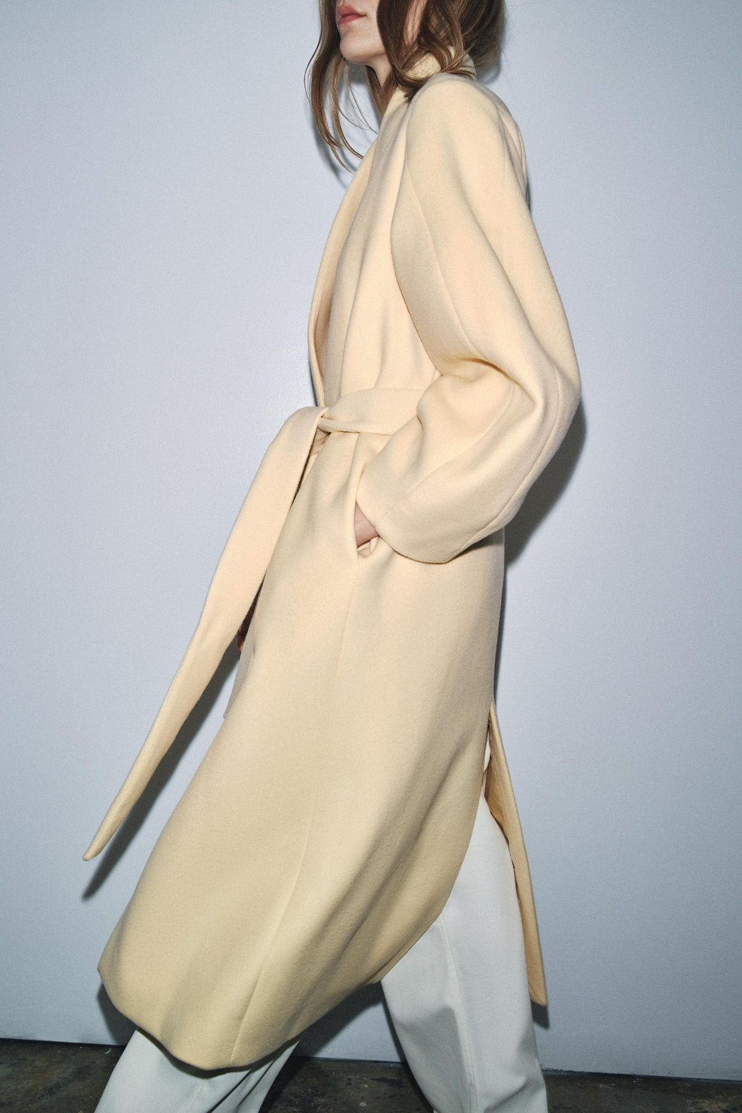 Zara Limited Edition wollen jas met ceintuur creme l, Kleding | Dames, Ophalen of Verzenden, Nieuw, Maat 42/44 (L), Wit