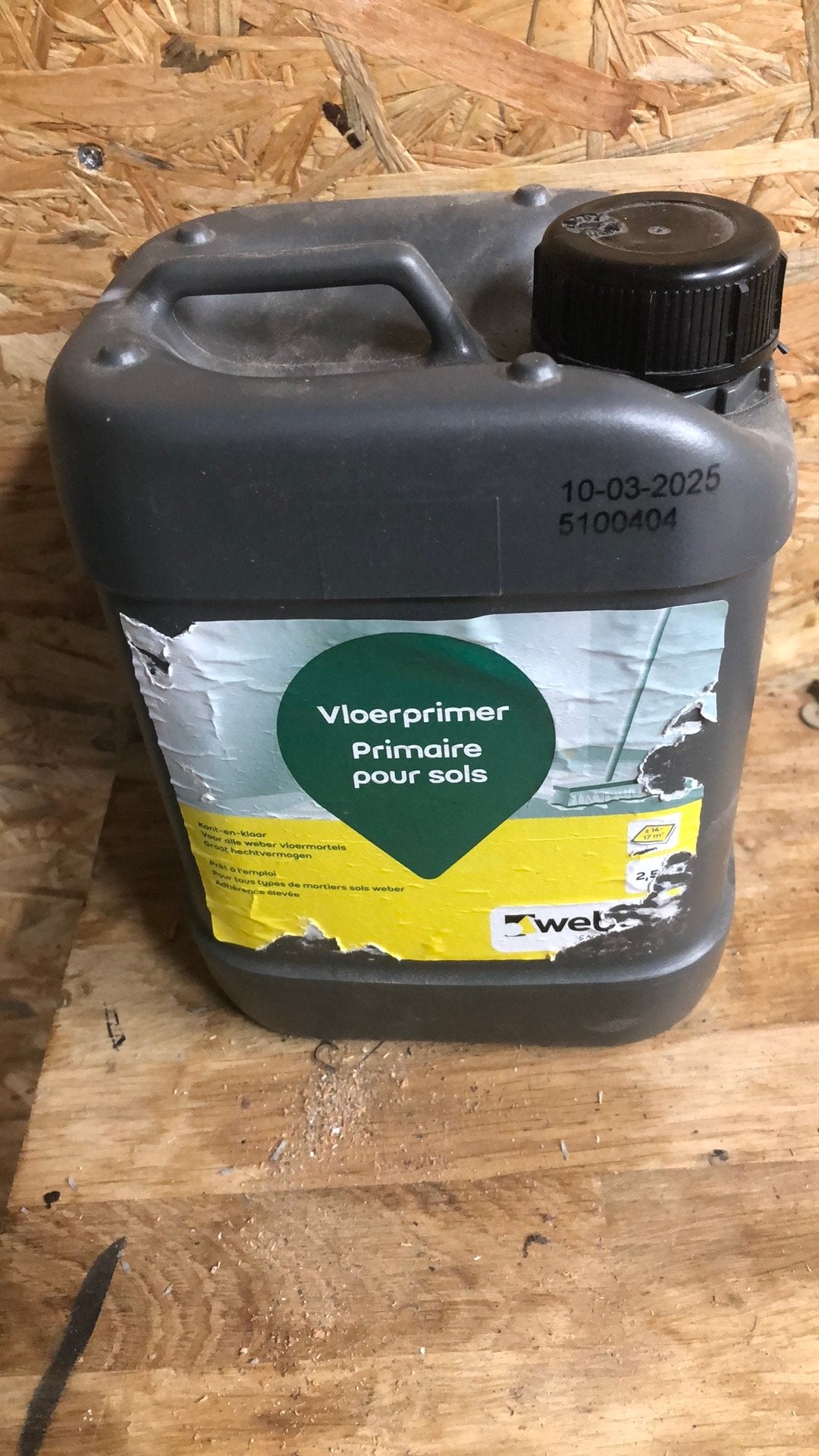 Vloer primer, Minder dan 5 liter, Ophalen, Zo goed als nieuw, Wit