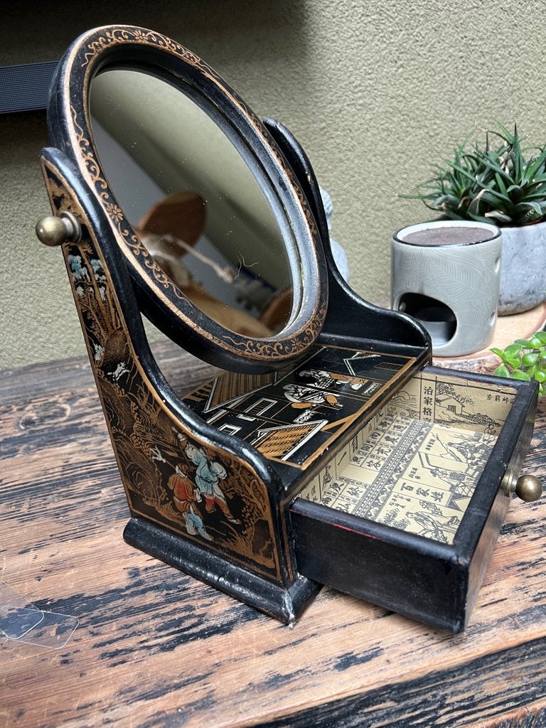 Chinees sieradenkist kastje met spiegel chinese sieraden, Sieraden, Tassen en Uiterlijk, Overige Accessoires, Verburgt Vintage