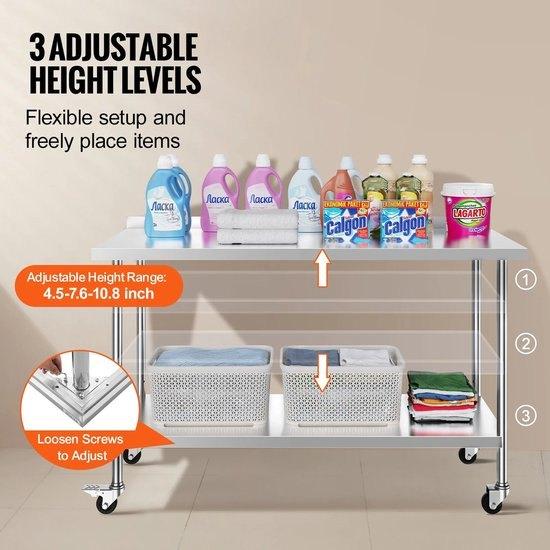 RVS Werktafel - Keukeneiland - Kookeiland - Keukentafel - RV, Corvance B.V., Verzenden, Nieuw, Corvancebol@gmail.com