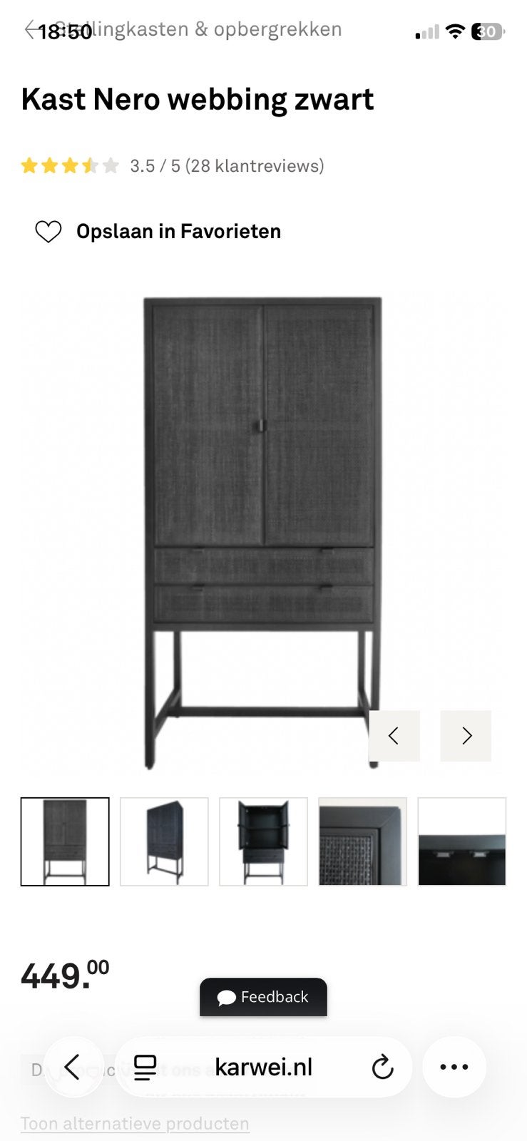 Zwarte kast, Ophalen, Met deur(en), Zo goed als nieuw, Minder dan 150 cm