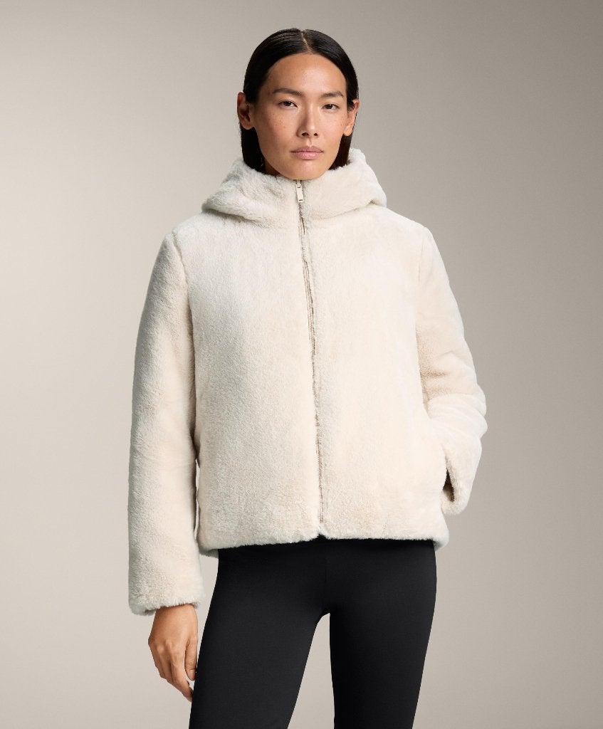 NIEUW! Oysho reversible dames faux fur bontjas stone / kit S, Oysho, Verzenden, Beige, Nieuw