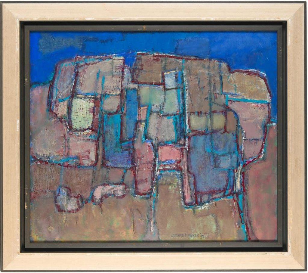 Gerard Menken(1919)Olie op Doek " Abstract Ons Dorp" Ges Ged, Antiek en Kunst, Ophalen of Verzenden
