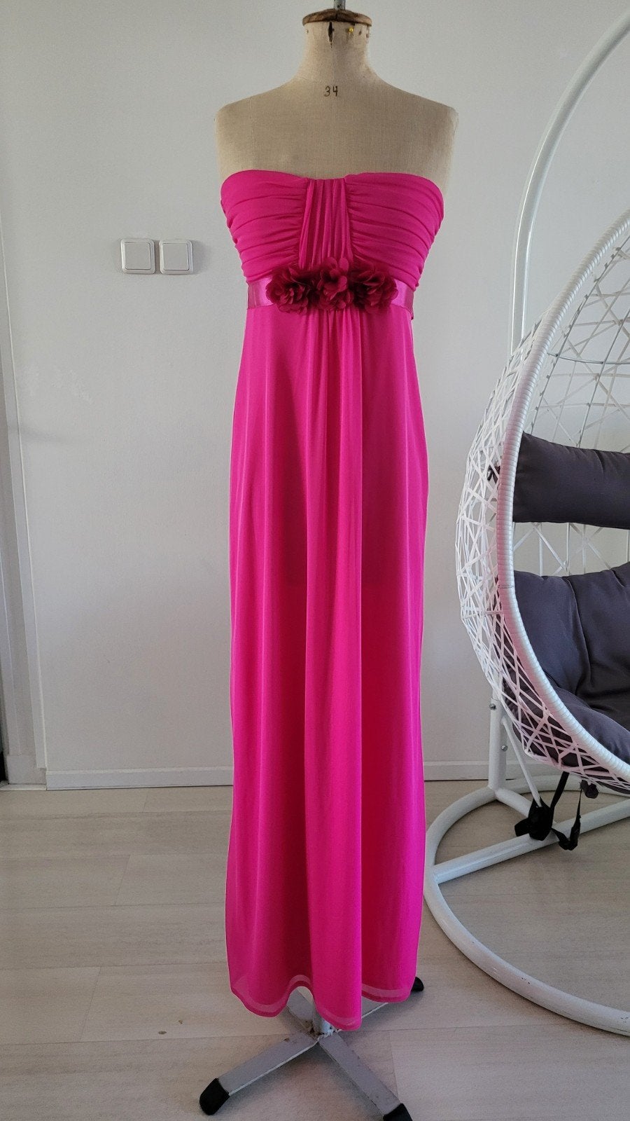 Jane Norman London Maxi Jurk Fuchsia Maat 36, Galajurk, Ophalen of Verzenden, Roze, Maat 36 (S)