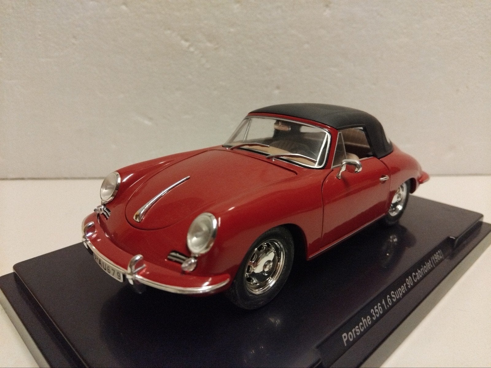 Atlas 1:24 Porsche 356 Super 90 cabriolet rood 1962, Ophalen of Verzenden, Zo goed als nieuw, Auto, Overige merken