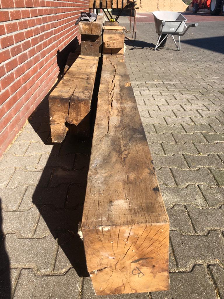 Robuuste Eiken Balken overkapping hout, Doe-het-zelf en Verbouw, Hout en Planken, Gebruikt, 25 tot 50 mm, Eiken, 250 tot 300 cm