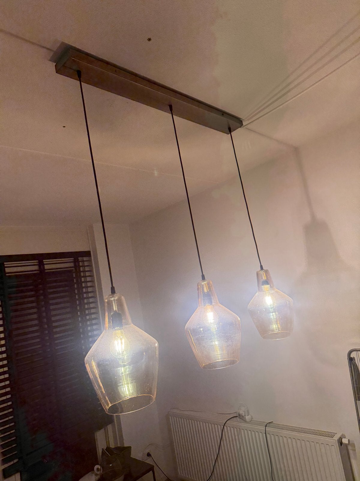 Hanglamp met 3 bollen, Huis en Inrichting, Ophalen of Verzenden, Gebruikt, Glas, E27 (groot)