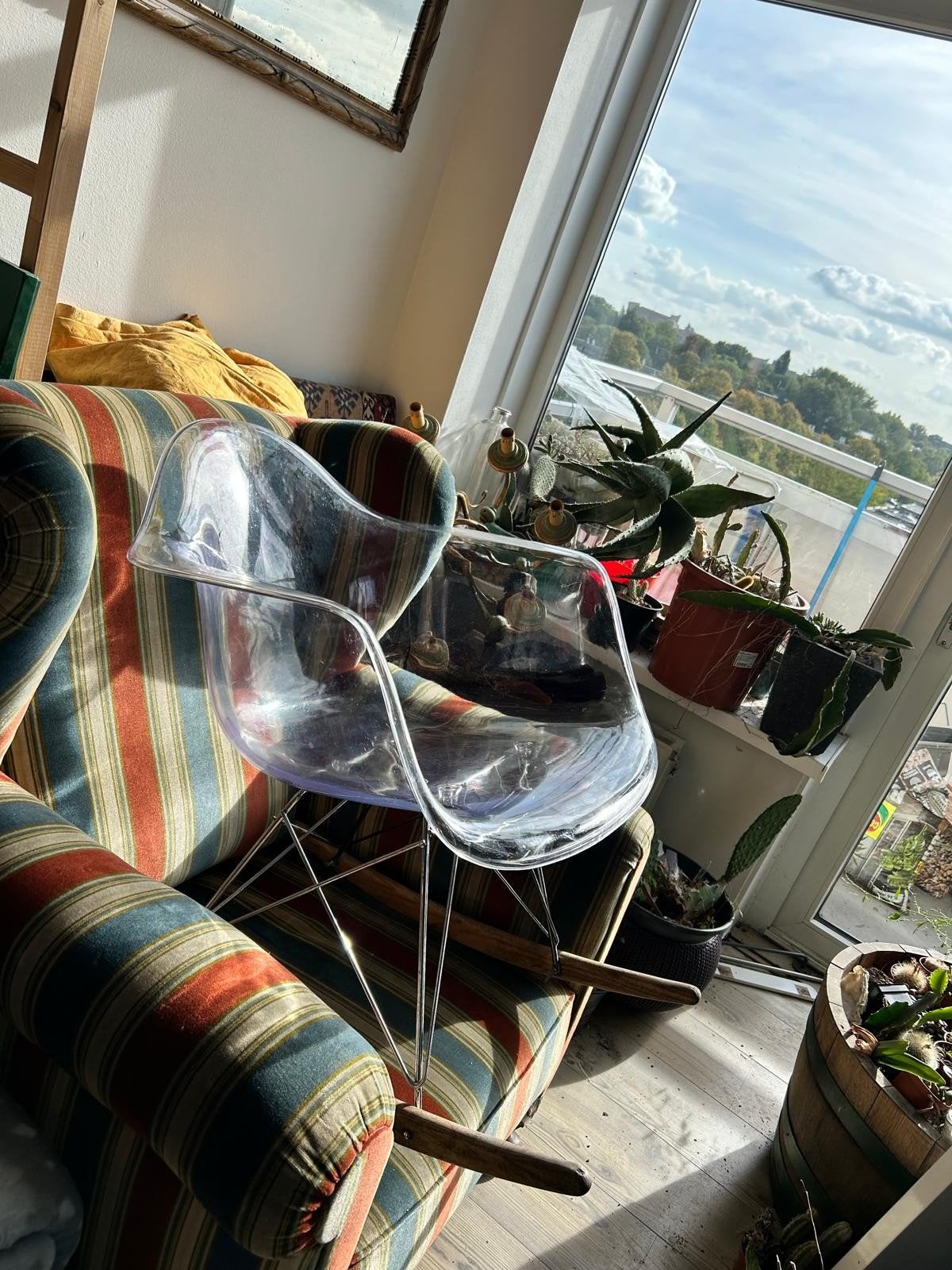 Transparante Schommelstoel (Eames stijl), Ophalen, Gebruikt, Overige kleuren, Hout
