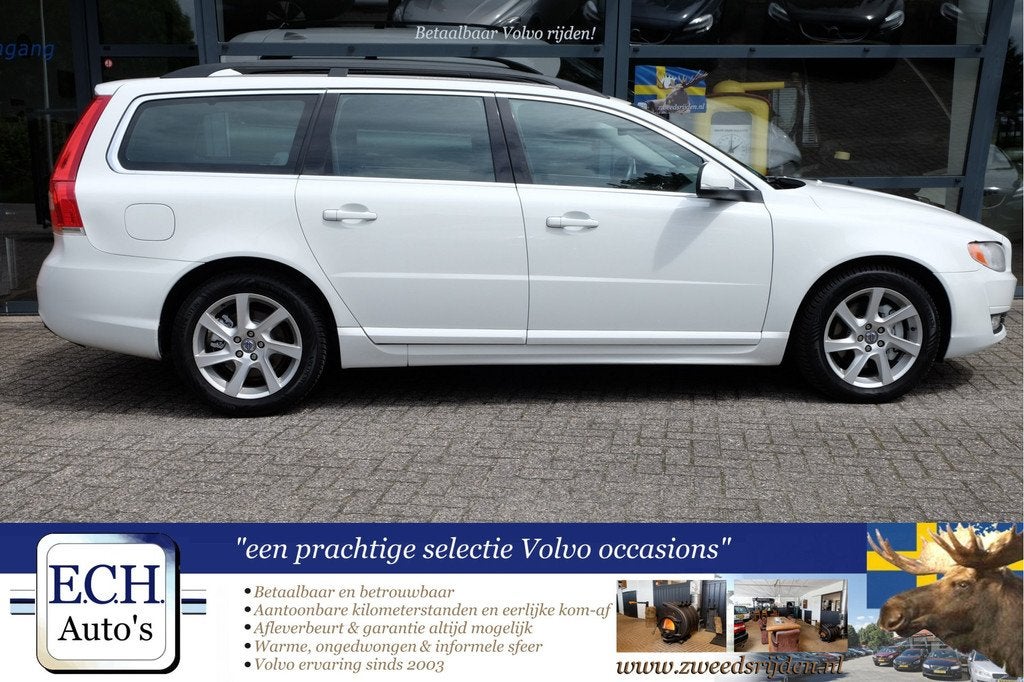 Volvo V70 2.0 D3 5-cilinder, Leer, Trekhaak (bj 2013), Voorwielaandrijving, Euro 5, 136 pk, Gebruikt