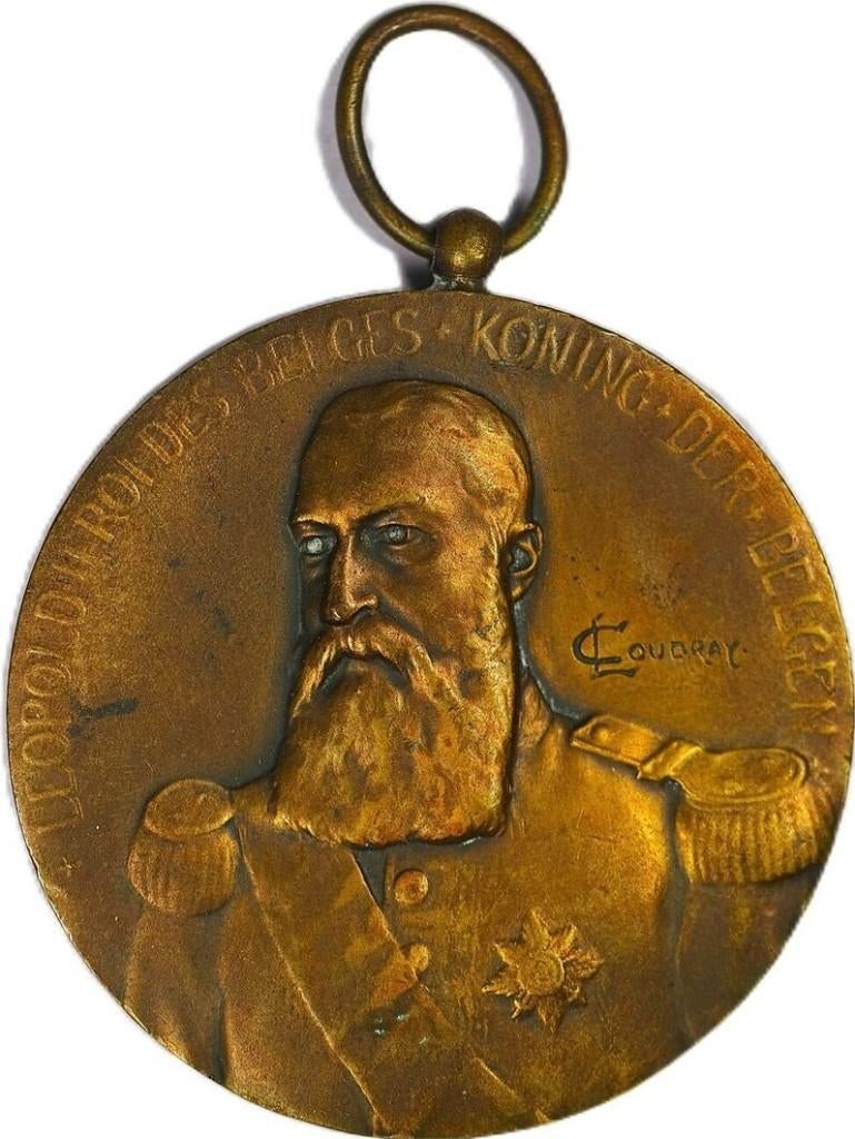 Leopold II prijsmedaille Brussel 1906, Postzegels en Munten, Penningen en Medailles, Ophalen of Verzenden, Overige materialen