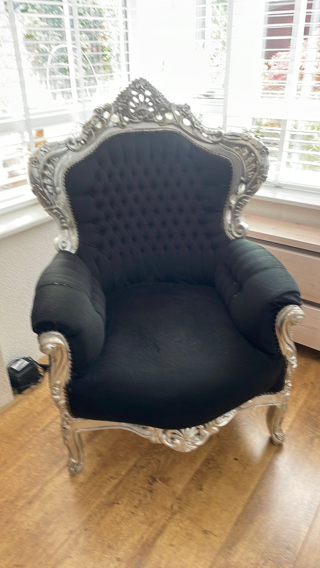 Grote zwarte fauteuil, Huis en Inrichting, Fauteuils, Ophalen, Gebruikt, Klassiek, 75 tot 100 cm