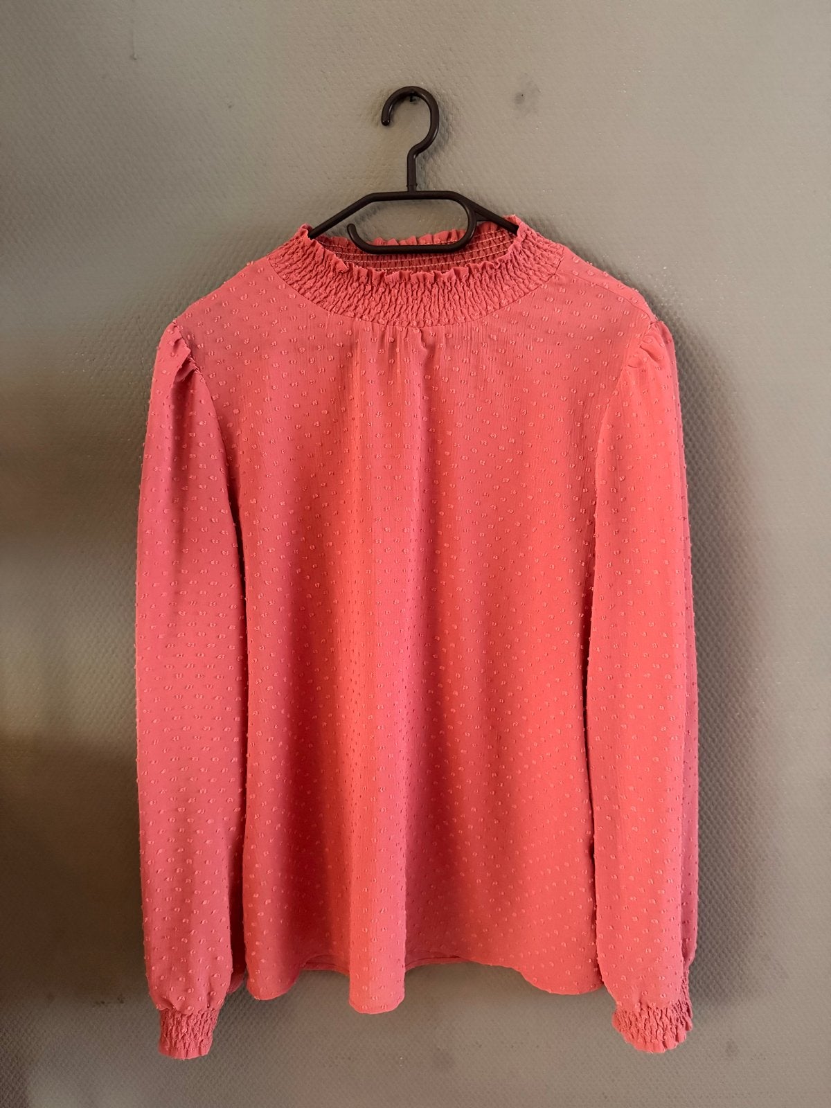 Roze blouse met stippen en ruches, maat XL, Ophalen of Verzenden, Zo goed als nieuw, Maat 46/48 (XL) of groter, Roze