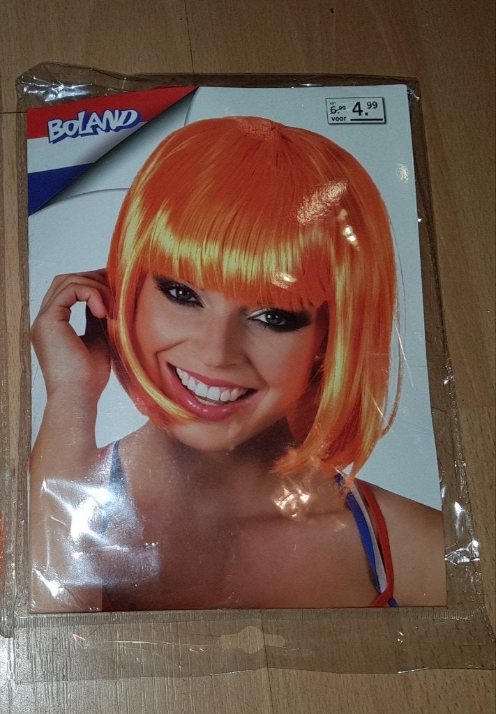 Boland Oranje Pruik - Kort Haar, Albert Heijn, Onbekend, Ophalen of Verzenden, Onbekend